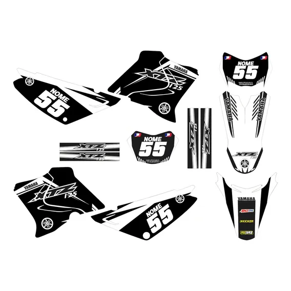 Adesivo Moto Cross Trilha Yamaha Xtz 125 Preto Branco Lm308 Foto 1
