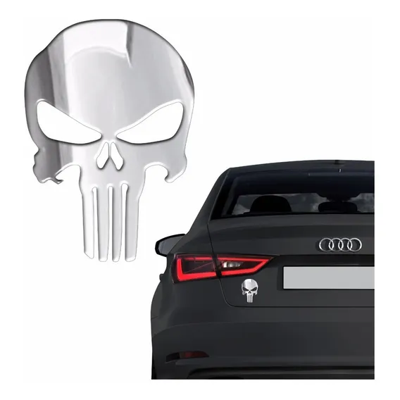 Adesivo O Justiceiro Auto Relevo Resinado 3d Cromado Res03 Foto 1