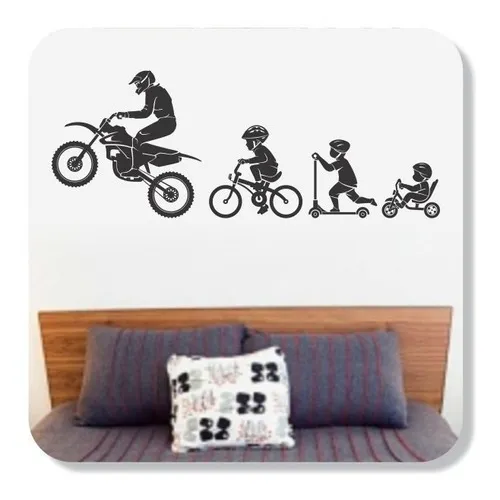 Adesivo Papel De Parede Quarto Sala Evolução Motocross Mot Cor Preto Foto 1