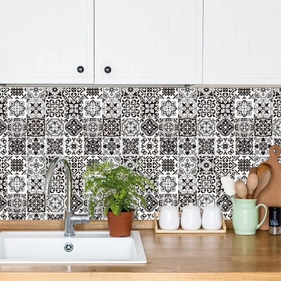 Adesivo Papel Parede Decorativo - Efeito Azulejo Cor Elegance Foto 1