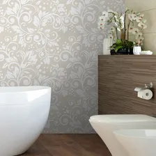 Adesivo Papel Parede Foral Arabescos Bege Decoração Quarto Foto  mini 1