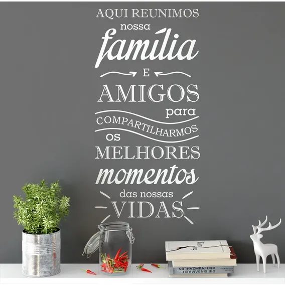 Adesivo Parede Aqui Reunimos Nossa Família E Amigos Cor Branco Foto 1