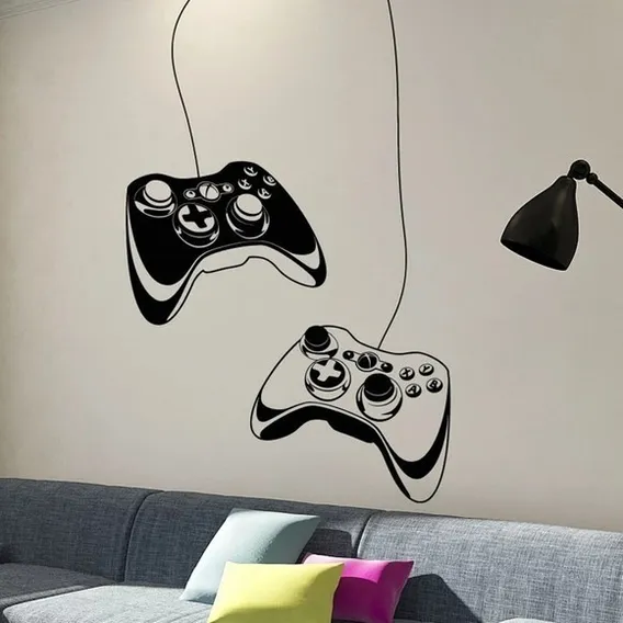 Adesivo Parede Controle Video Game Cor Preto Foto 1