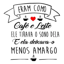 Adesivo Parede Cozinha Frase Eram Como Café Leite Coração Cor Preto Foto mini  2
