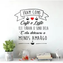 Adesivo Parede Cozinha Frase Eram Como Café Leite Coração Cor Preto Foto  mini 1