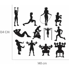 Adesivo Parede Decoração Academia Exercício Fitness Cor Branca Foto mini 2