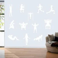 Adesivo Parede Decoração Academia Exercício Fitness Cor Branca Foto mini 1