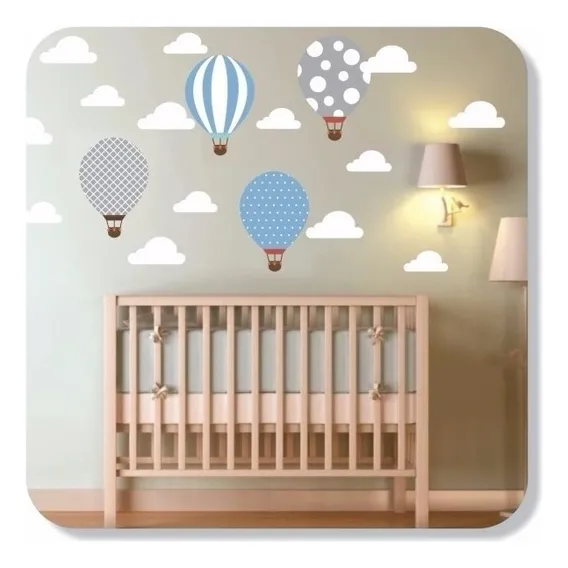 Adesivo Parede Decorativo Infantil BalÔes Nuvens Balão + Cor Colorido Foto 1