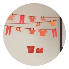 Adesivo Parede Decorativo Lavanderia Varal Charme Vermelho Foto mini 1