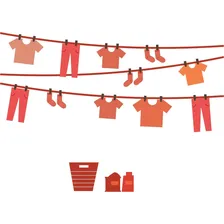 Adesivo Parede Decorativo Lavanderia Varal Charme Vermelho Foto mini 4