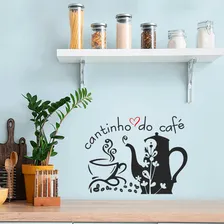 Adesivo Parede Frase Cantinho Do Café Cozinha Decorativo Cor Preto Fosco Foto mini 4