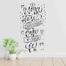 Adesivo Parede Frase Cozinha Geladeira Dose Café Amor Fé Cor Preto Foto mini  3