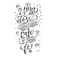 Adesivo Parede Frase Cozinha Geladeira Dose Café Amor Fé Cor Preto Foto mini  2