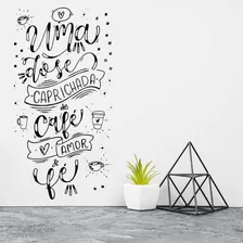Adesivo Parede Frase Cozinha Geladeira Dose Café Amor Fé Cor Preto Foto  mini 1