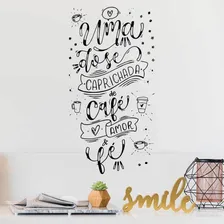 Adesivo Parede Frase Cozinha Geladeira Dose Café Amor Fé Cor Preto Foto mini 4