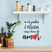 Adesivo Parede Frase Cozinha Pequena Cheia De Amor Coração Cor Preto Fosco Foto mini  3