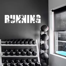 Adesivo Parede Frase Running Academia Crossfit Fitness Cor Branco Foto  mini 1