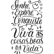 Adesivo Parede Frase Sonhe Viva As Coisas Boas Da Vida 75cm Cor Preto Fosco Foto  mini 1