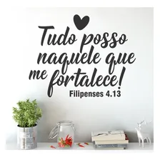 Adesivo Parede Frase Tudo Posso Naquele Que Me Fortalece Cor Preto Foto mini 1