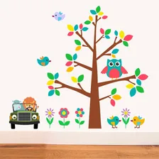 Adesivo Parede Infantil Árvore Alegre Colorida Coruja Linda Cor Colorido Foto mini 1