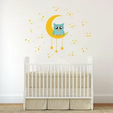 Adesivo Parede Infantil Para Quarto Coruja Na Lua Cor Azul Foto mini  2
