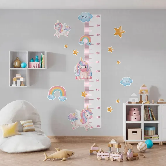 Adesivo Parede Infantil Regua Crescimento Unicornio Contato Cor Rosa Foto 1