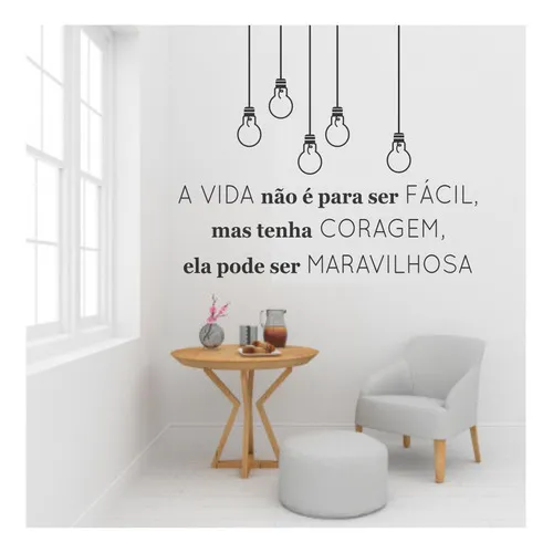 Adesivo Parede Luz Lâmpada Frase Vida Adesivo Decorativo Foto 1