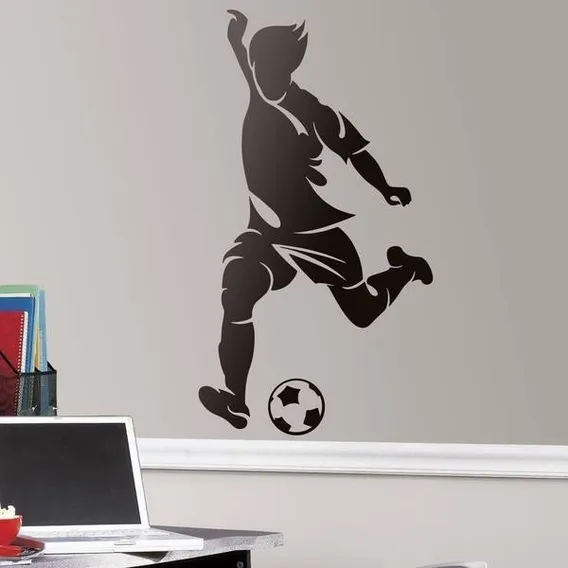 Adesivo Parede Menino Jogador Futebol Grande 110 Cm X Cm 60 Cor Preto Foto 1