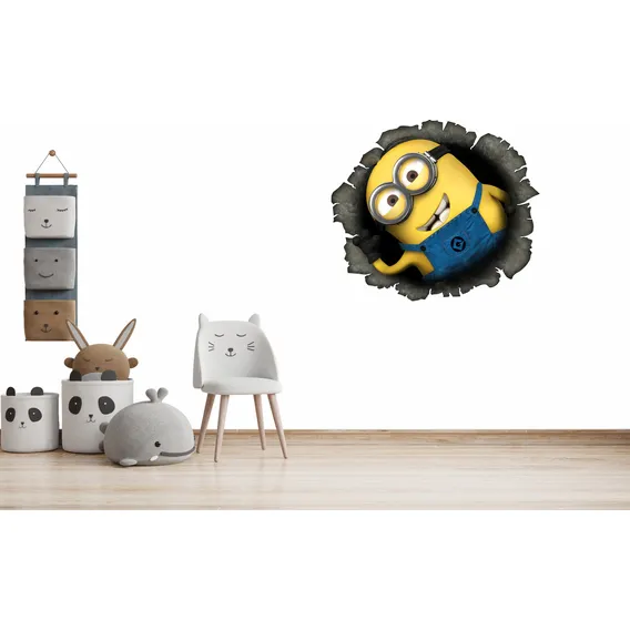 Adesivo Parede Minions 3d Infantil Quarto Decorativo Cor Preto Foto 1