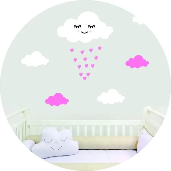 Adesivo Parede Nuvem Chuva Benção Menina Criança Fofo Cute Cor Colorido Foto 1