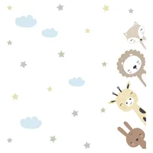 Adesivo Parede Para Porta Infantil Animais E Estrelinhas Foto mini 2
