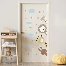 Adesivo Parede Para Porta Infantil Animais E Estrelinhas Foto mini 1