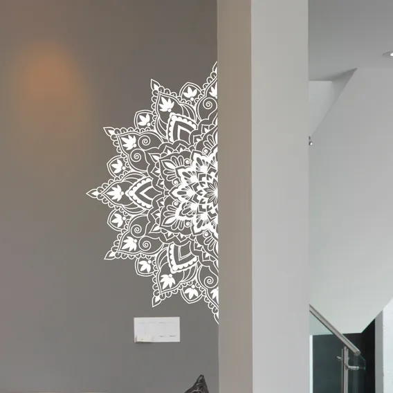 Adesivo Parede Porta Decorativo Mandala Cabeceira Yoga Medit Cor Branco Foto 1