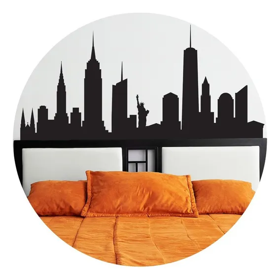Adesivo Parede Quarto Cidade New York Cor Preto Foto 1