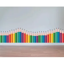 Adesivo Parede Quarto Infantil Lápis De Cor Onda Escolar Foto mini 1