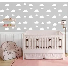 Adesivo Parede Quarto Infantil Nuvens 55un 10cm+ 70un 7cm Cor Branca Foto mini 3