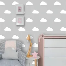 Adesivo Parede Quarto Infantil Nuvens 55un 10cm+ 70un 7cm Cor Branca Foto mini 1