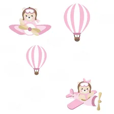 Adesivo Parede Quarto Menina Ursa Rosa Aviadora Baloeira Hd Cor Colorido Foto mini  3