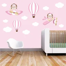 Adesivo Parede Quarto Menina Ursa Rosa Aviadora Baloeira Hd Cor Colorido Foto  mini 1