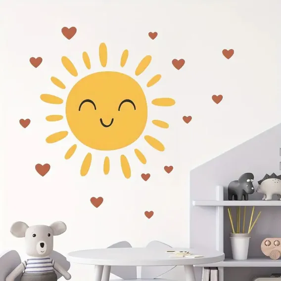 Adesivo Parede Sol Amor Infantil Corações Cor Colorido Foto 1