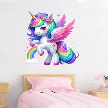 Adesivo Parede Unicornio Arco Iris 65x65cm Cor Colorido Foto  mini 1