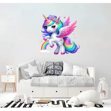 Adesivo Parede Unicornio Arco Iris 65x65cm Cor Colorido Foto mini  3
