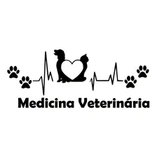 Adesivo Personalizado Medicina Veterinária Gato Cachorro Cor Preto Foto mini 1