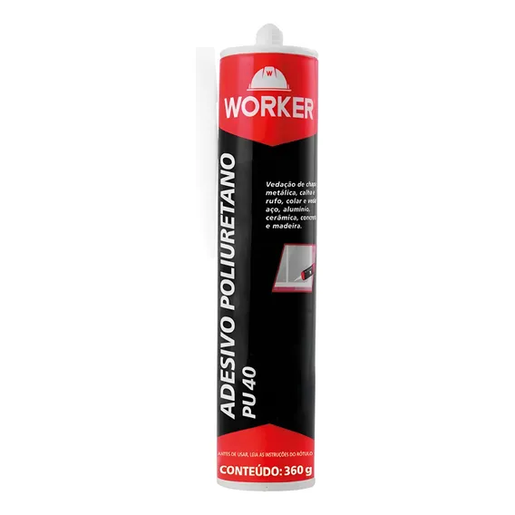 Adesivo Poliuretano Pu40 Preto 360g Worker Foto 1