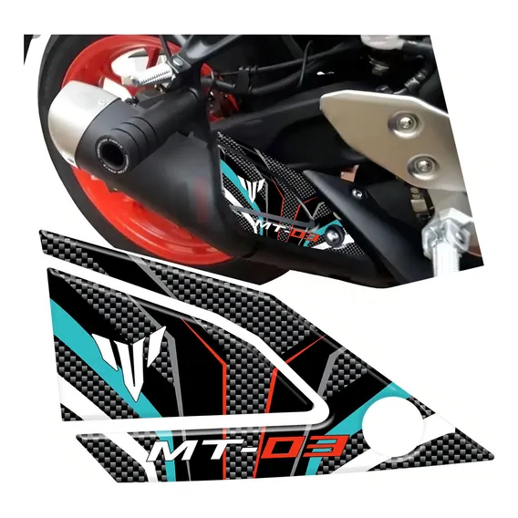 Adesivo Protetor Escapamento Moto Mt-03 Mt03 Resinado 3d Cor Adesivo Protetor Escap Mt03 Foto 1
