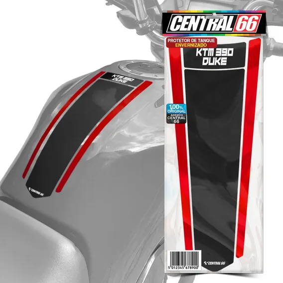 Adesivo Protetor Tanque Envernizado Ktm 390 Duke Gravata Cor Preto/vermelho Foto 1