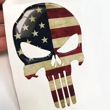 Adesivo Resinado Caveira O Justiceiro Estados Unidos Para Moto Carro Notebook Geladeira Caderno Sportinox Foto mini 2