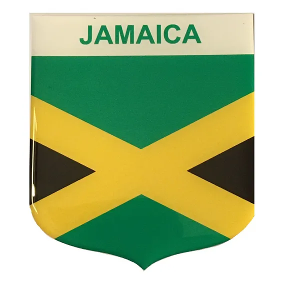 Adesivo Resinado Em Escudo Da Bandeira Da Jamaica Foto 1