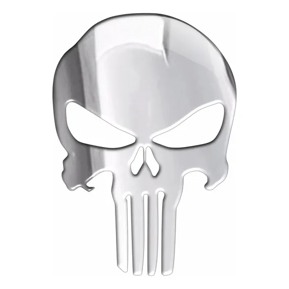 Adesivo Resinado Universal Caveira Justiceiro Cromado Foto 1