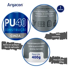 Adesivo Selante Pu 40 Cinza 400g Profissional Argacon Foto mini 4